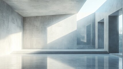 Obraz premium Sunlit Concrete Architecture: Modern Minimalist Design