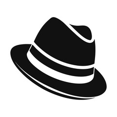 Hat Silhouette Icon - Black Flat Vector Illustration of a Fashion, Clothing, and Accessory Symbol for Design, Branding, Shopping, Style, Vintage, Western, Costume, and Headwear Graphics