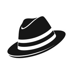 Hat Silhouette Icon - Black Flat Vector Illustration of a Fashion, Clothing, and Accessory Symbol for Design, Branding, Shopping, Style, Vintage, Western, Costume, and Headwear Graphics