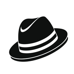 Hat Silhouette Icon - Black Flat Vector Illustration of a Fashion, Clothing, and Accessory Symbol for Design, Branding, Shopping, Style, Vintage, Western, Costume, and Headwear Graphics