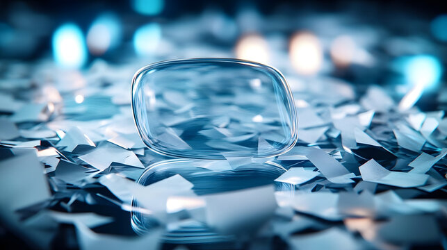 Glass Tablet Surrounded by Shattered Paper Representing Choices in a Modern World : Generative AI