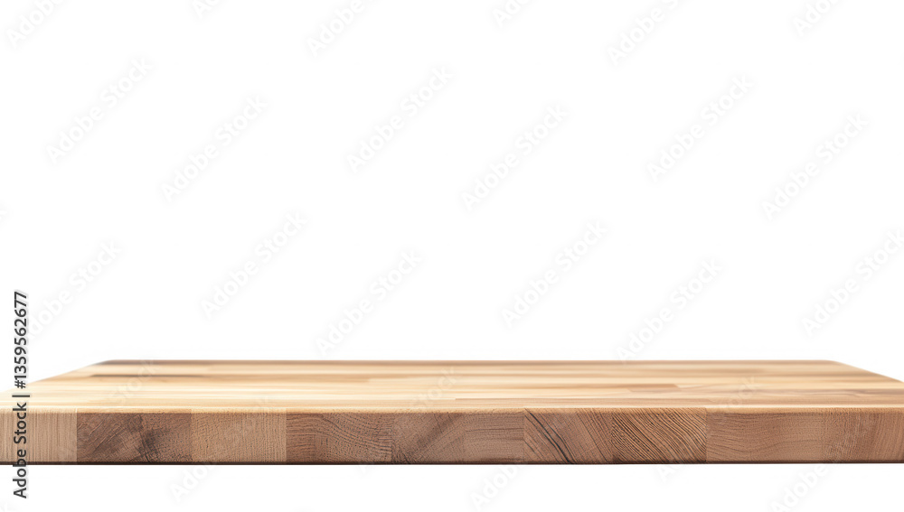 Poster a wooden cutting board is displayed against a plain white background emphasizing its texture and cra