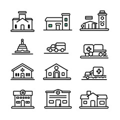 公共施設と医療の建物アイコン｜Public and Medical Building Icons
タグ