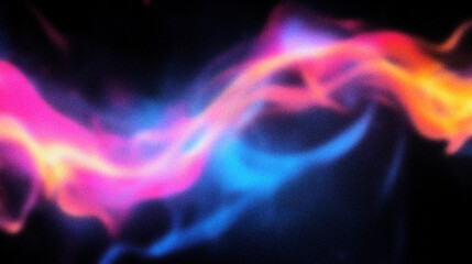 Grain noise texture Abstract colorful flow, blue, pink, orange, on black background