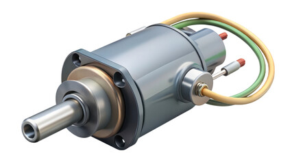 parts and repair equipment 3D concept Mechanical component with wires, possibly a motor or actuator.