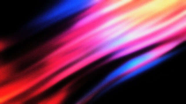 Grain noise texture Abstract Colorful, blurred light streams against a black background