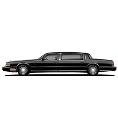 Classic Black Limousine Car Vintage Luxury Vehicle Side View Illustration