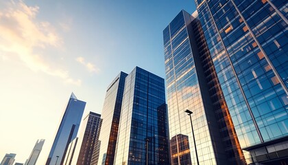 Obraz premium cityscape_skyscrapers_urban_architecture_sunset