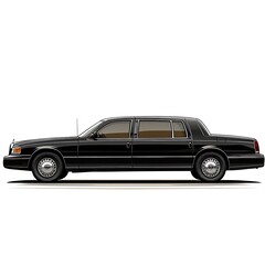 Elegant Black Limousine Car Side View Illustration Luxury Vehicle Graphic Design