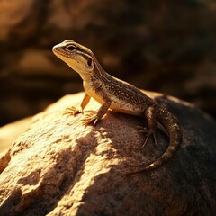 Obraz premium Golden Hour Lizard A Desert Reptile Basking in the Sun