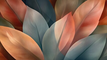 Abstract Colorful Leaves Pattern with Soft Curves and Textured Layers in Warm Earth Tones for Modern Design