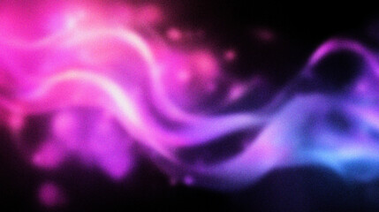 Grain noise texture Abstract light streams and waves of pink, purple, blue on black