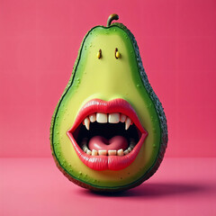 Fototapeta premium Creative Avocado with Lips – Surreal Art