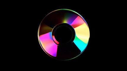 Vibrant Rainbow CD on Black Background