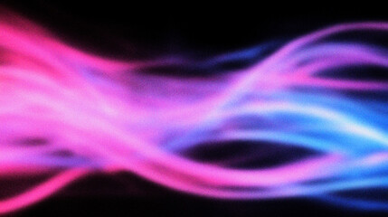 Grain noise texture Abstract waves in pink and blue hues on black background