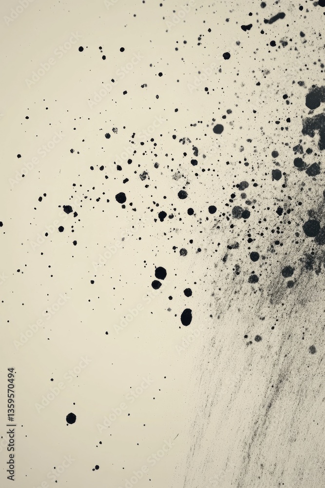 Poster a pale background adorned with randomly placed dark specks across its area.