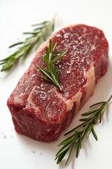 Fototapeta premium A piece of meat with a few sprigs of rosemary on top