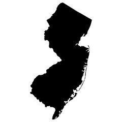 Black Sticker of New Jersey Map with Transparent Background