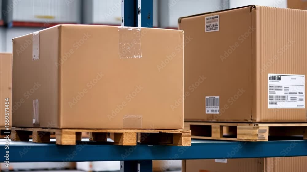 Poster efficient packaging and logistics in warehouse operations ensure quality control with cardboard boxe