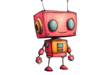 red robot toy isolated