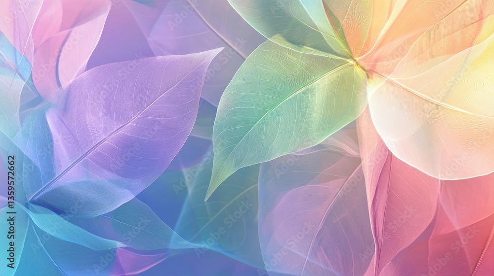 Aufkleber abstract colorful leaves with soft gradients in pastel hues for background and design use