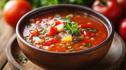 Hearty lentil soup brimming with vegetables in a rustic bowl
