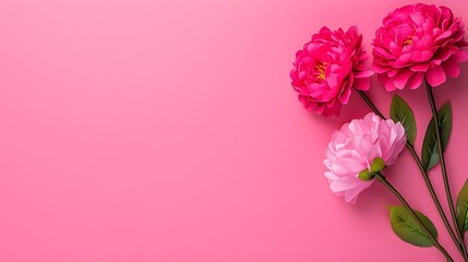 Fototapeta premium Vibrant floral arrangement studio photography pink background close-up aesthetic beauty