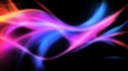 Grain noise texture Colorful blurred swirls, abstract shapes with black background