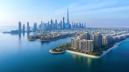 Fototapeta premium Prestigious BVLGARI Lighthouse apartments designed with premium craftsmanship, modern aesthetics, and panoramic vistas 