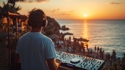 DJ at sunset beach party
