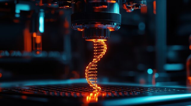 A genome editing in a cuttingedge genetics lab with bokeh effects, showcasing realtime genetic editing and futuristic scientific advancements - Powered by Adobe
