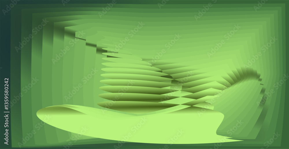 Poster composition of geometric lines and planes with green gradations as a background design for visual ar