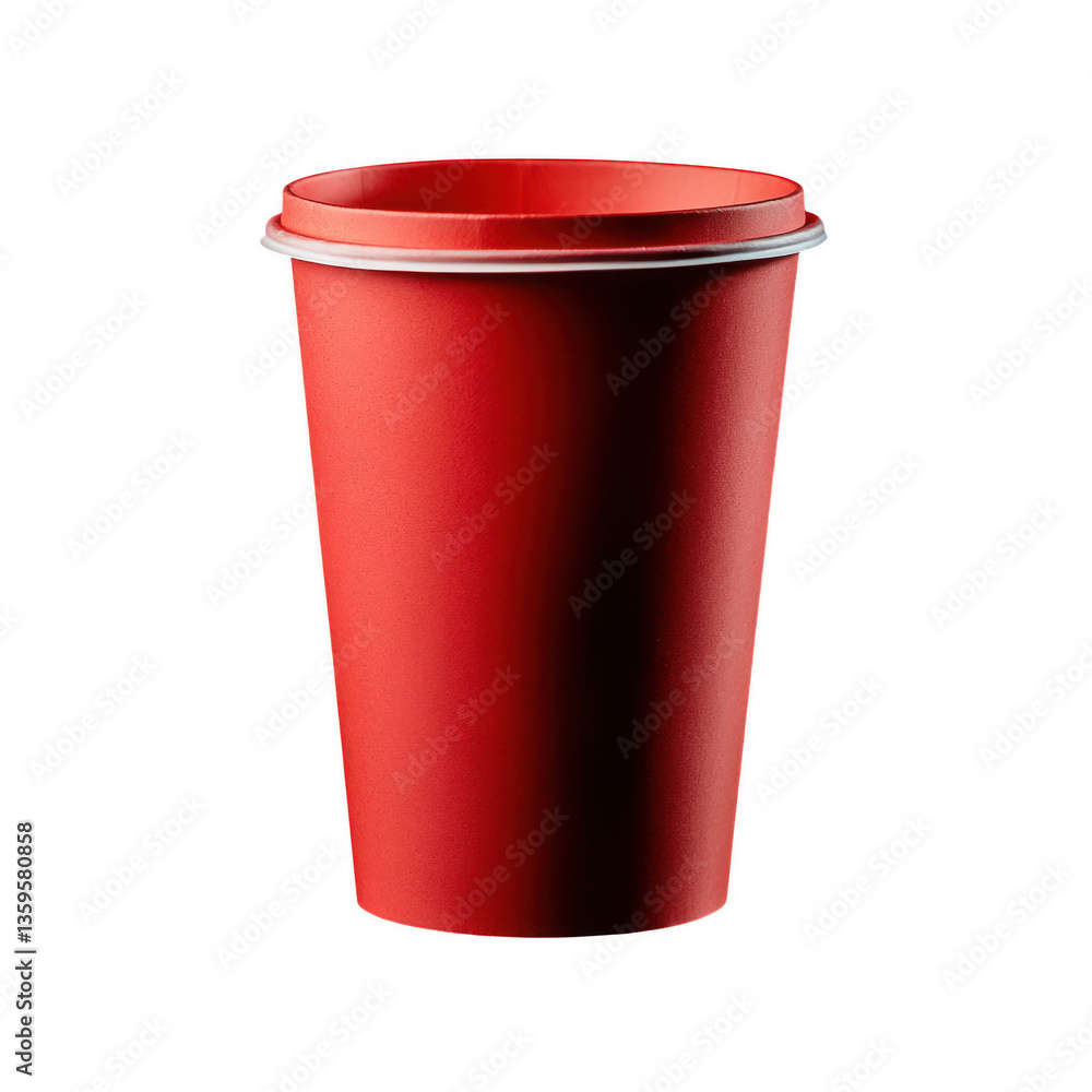 Aufkleber a simple red paper cup designed for beverages stands against a dark background highlighting its smoo