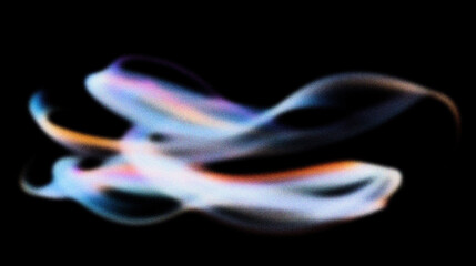 Grain noise texture Soft, colorful, flowing light trails on black. Abstract and ethereal