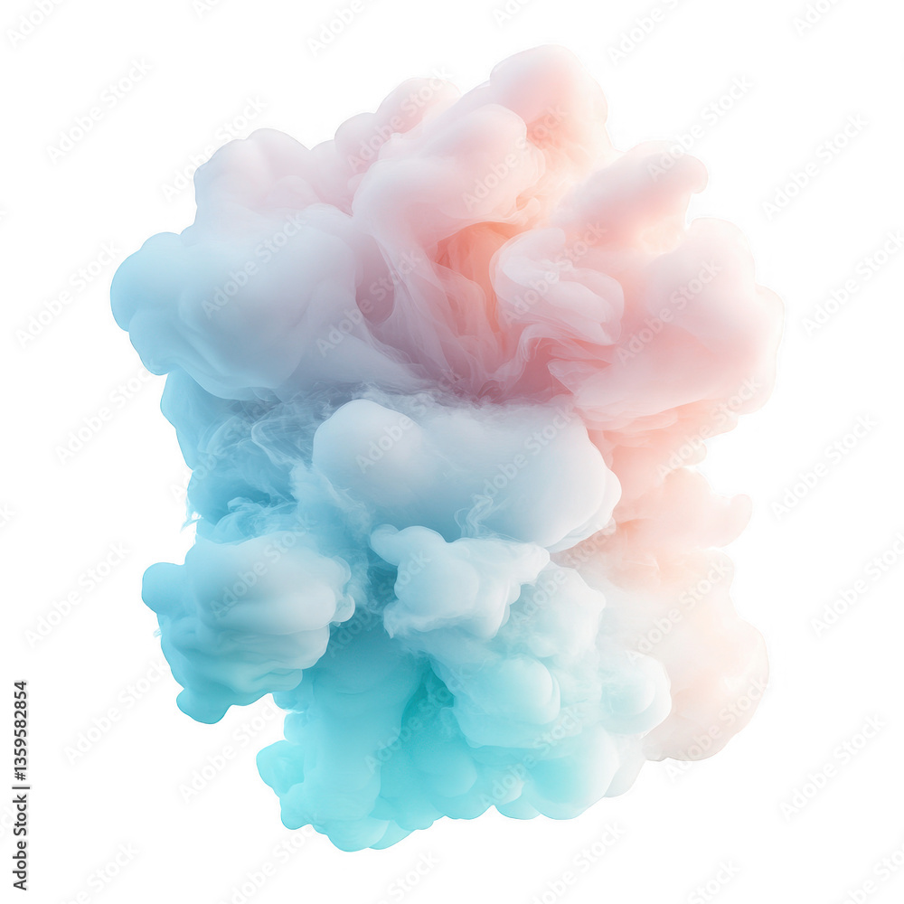 Poster a soft swirling cloud of pastel colors blending shades of pink and blue creating an ethereal and cal