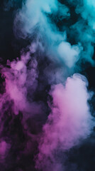 Vertical banner abstract clouds of multi-colored smoke, dark purple and blue shades