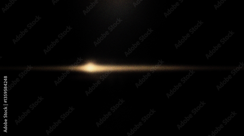 Wall mural grain noise texture warm light flare with horizontal line on a dark background