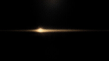 Grain noise texture Warm light flare with horizontal line on a dark background