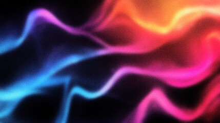 Grain noise texture Wavy colorful strands flow and intertwine against a dark background