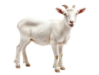 Isolated White Goat Standing