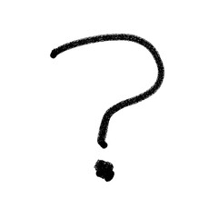Minimalist question mark symbol in black marker on white backdrop Perfect for concept and design projects