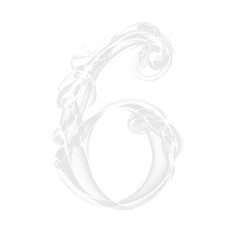 Fototapeta premium Number 6. Smoke letter, numbers and special characters collection. Set of Transparent background PNG.