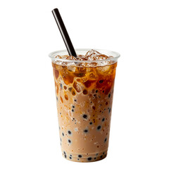 Refreshing Vietnamese iced coffee with condensed milk in a clear cup paired with a straw Perfect for caffeine lovers