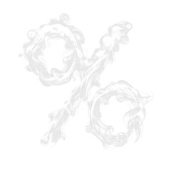 Percentage mark. Divide mark. Smoke letter, numbers and special characters collection. Set of Transparent background PNG.