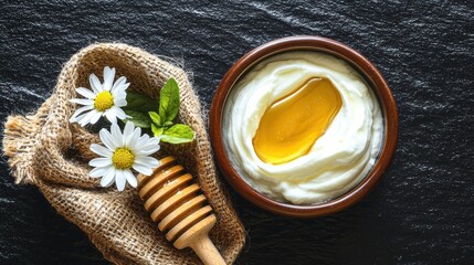 Crafting natural beauty honey yogurt face mask home spa skincare recipe relaxing environment aesthetic view wellness concept