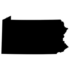 Black Sticker of Pennsylvania Map with Transparent Background