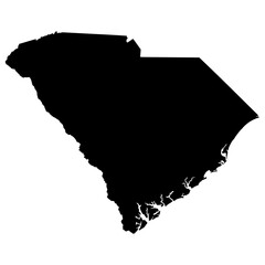 Black Sticker of South Carolina Map with Transparent Background