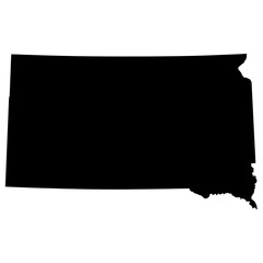 Black Sticker of South Dakota Map with Transparent Background