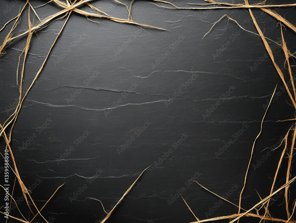 Poster striking image of straw on a black background creating a rough canvas texture illustration for artis