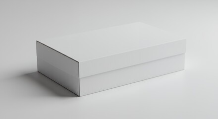 Blank White Shoe Box Packaging Mockup on White Background Studio Shot for Design Presentation and Branding